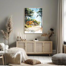 Latvia Jurmala Beach and Wooden Villas Poster