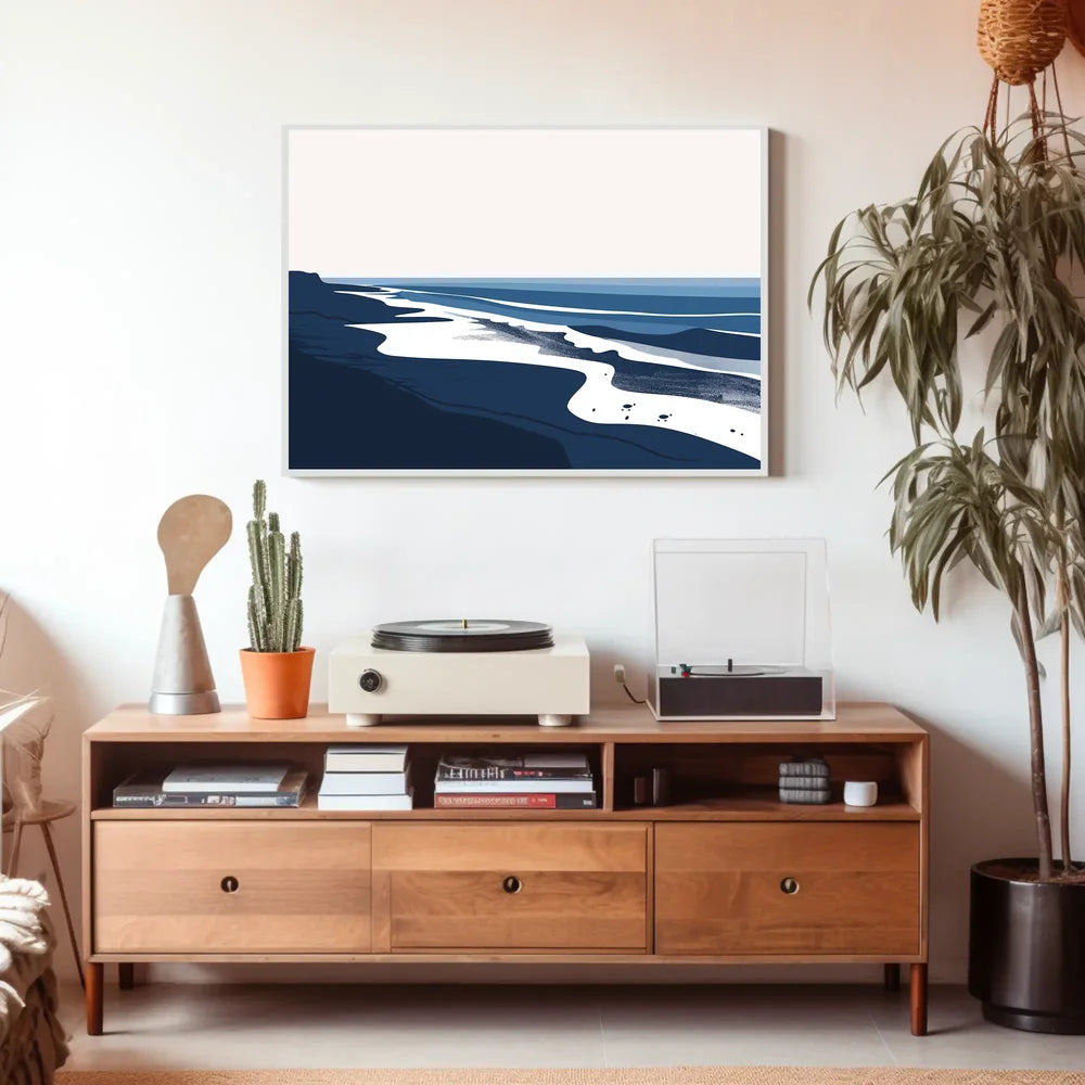 Serene Coastal Abstract: Modern Beach Art Poster