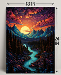 Majestic Mountain Sunset Poster PosterGoat