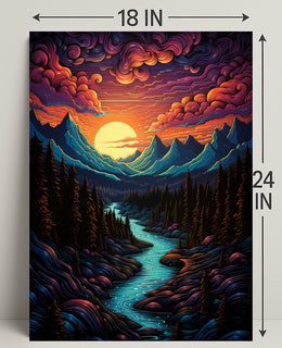Majestic Mountain Sunset Poster PosterGoat