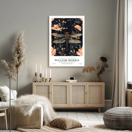 William Morris Exhibition: Intricate Dragonfly Arts and Crafts Poster