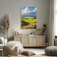 Scottish Coastal Golf Course Scene Sports Poster