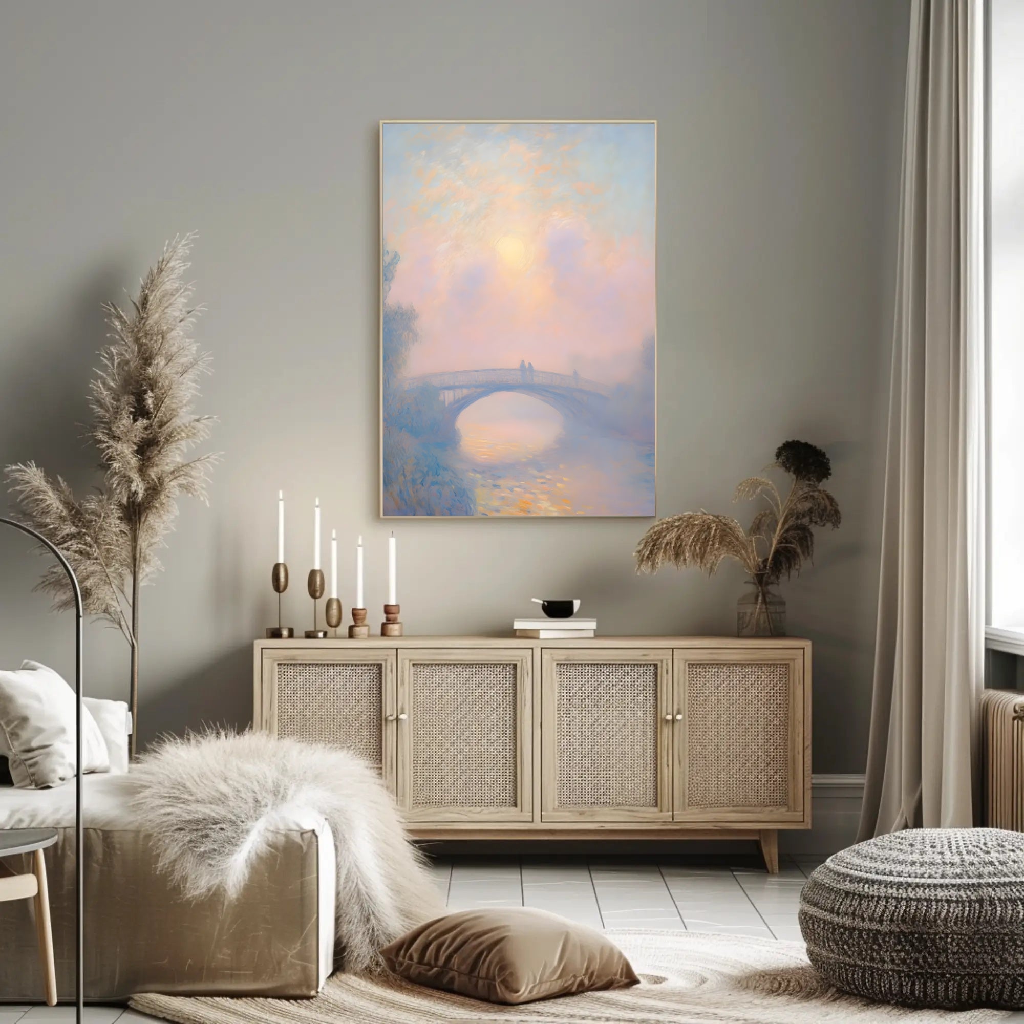 Serene Bridge Sunset Poster Wall Art Print