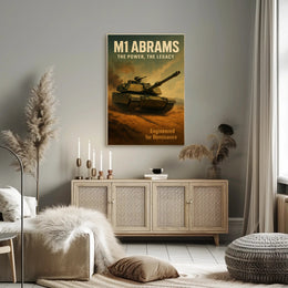 M1 Abrams Military Poster Vintage Tank Wall Art