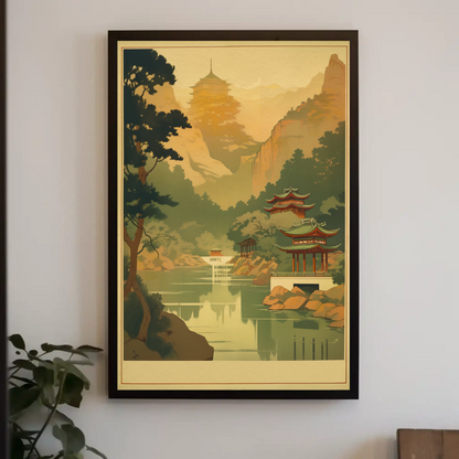 Golden Mist Temple Valley In China Travel Poster
