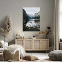 Majestic Mountain Landscape Poster with Tranquil Lake