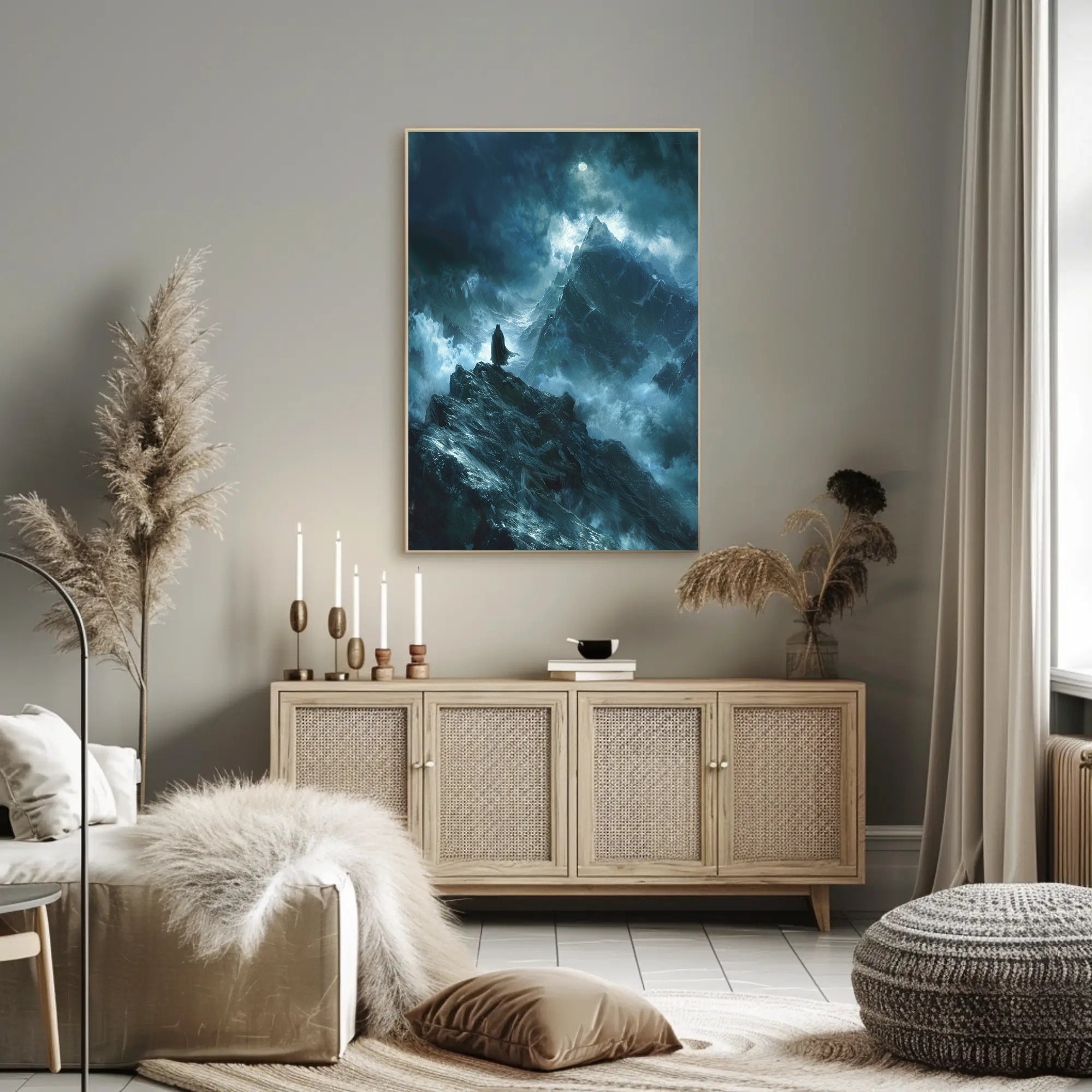 Ethereal Moonlit Adventure in Mountains Fantasy or Mythology Poster PosterGoat