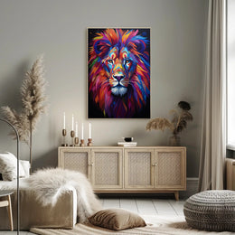 Bold Modern Lion Art Poster with Abstract, Artistic Flair
