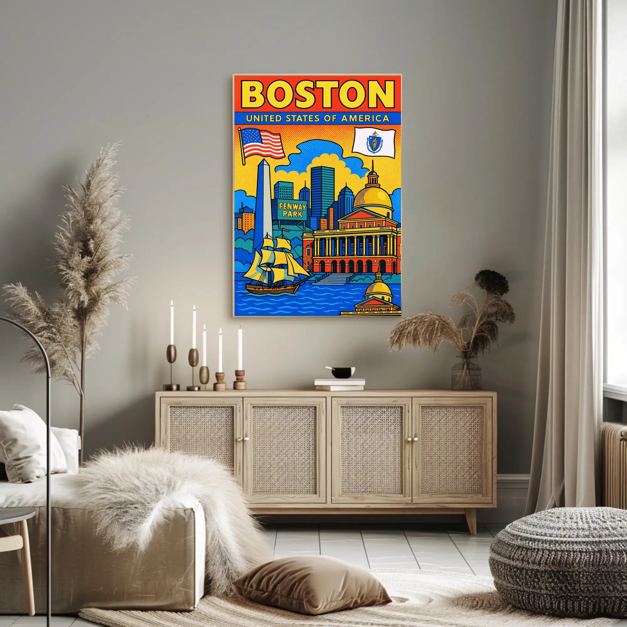 Boston Iconic Landmarks Poster PosterGoat