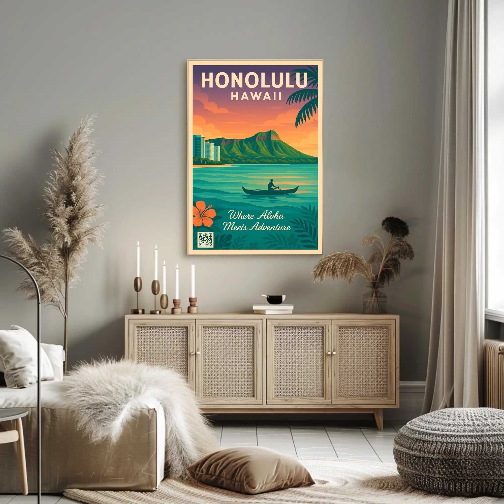 Honolulu Tropical Adventure Vintage Travel Poster PosterGoat