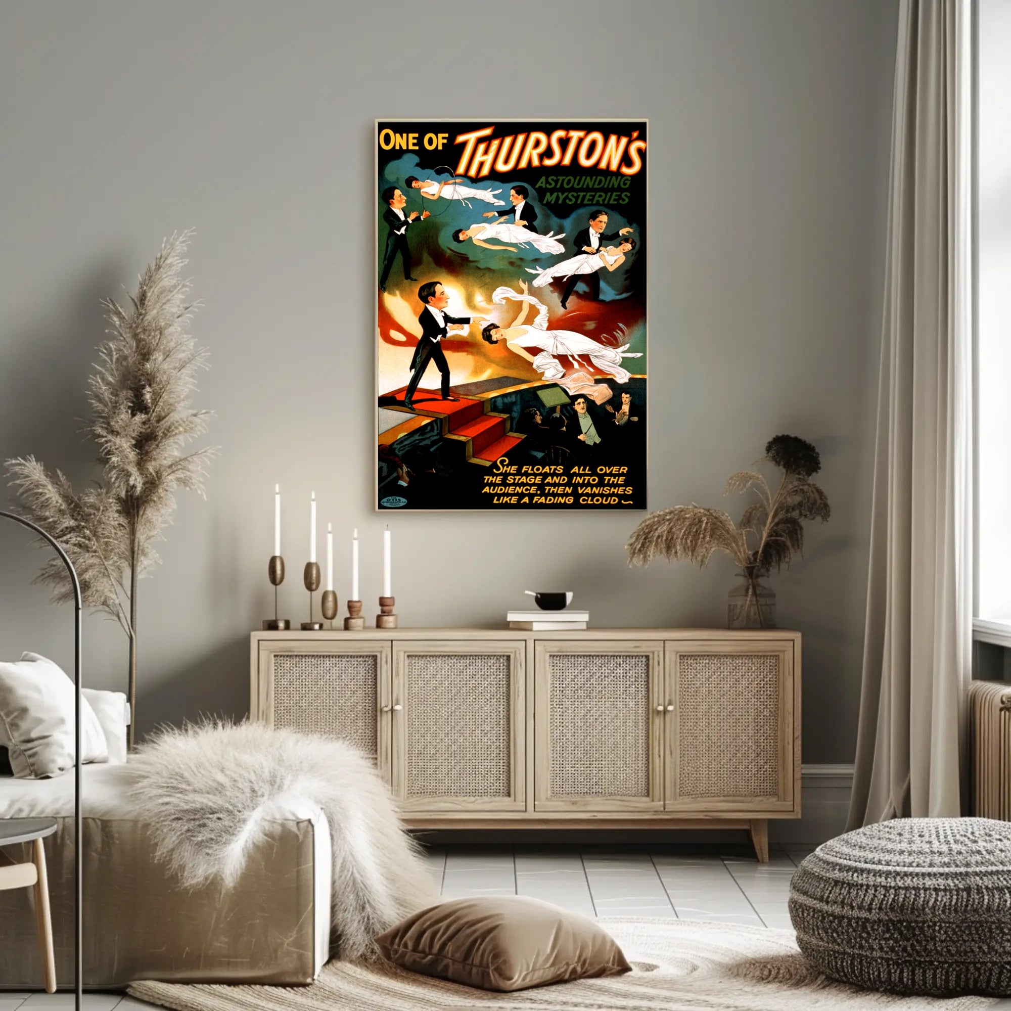 Thurston's Astounding Mysteries Vintage Illusion Cultural Poster