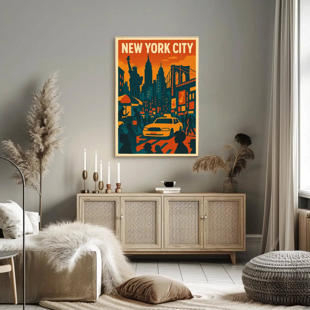 Vibrant New York City Poster for Urban Home Decor Art