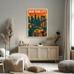 Vibrant New York City Poster for Urban Home Decor Art