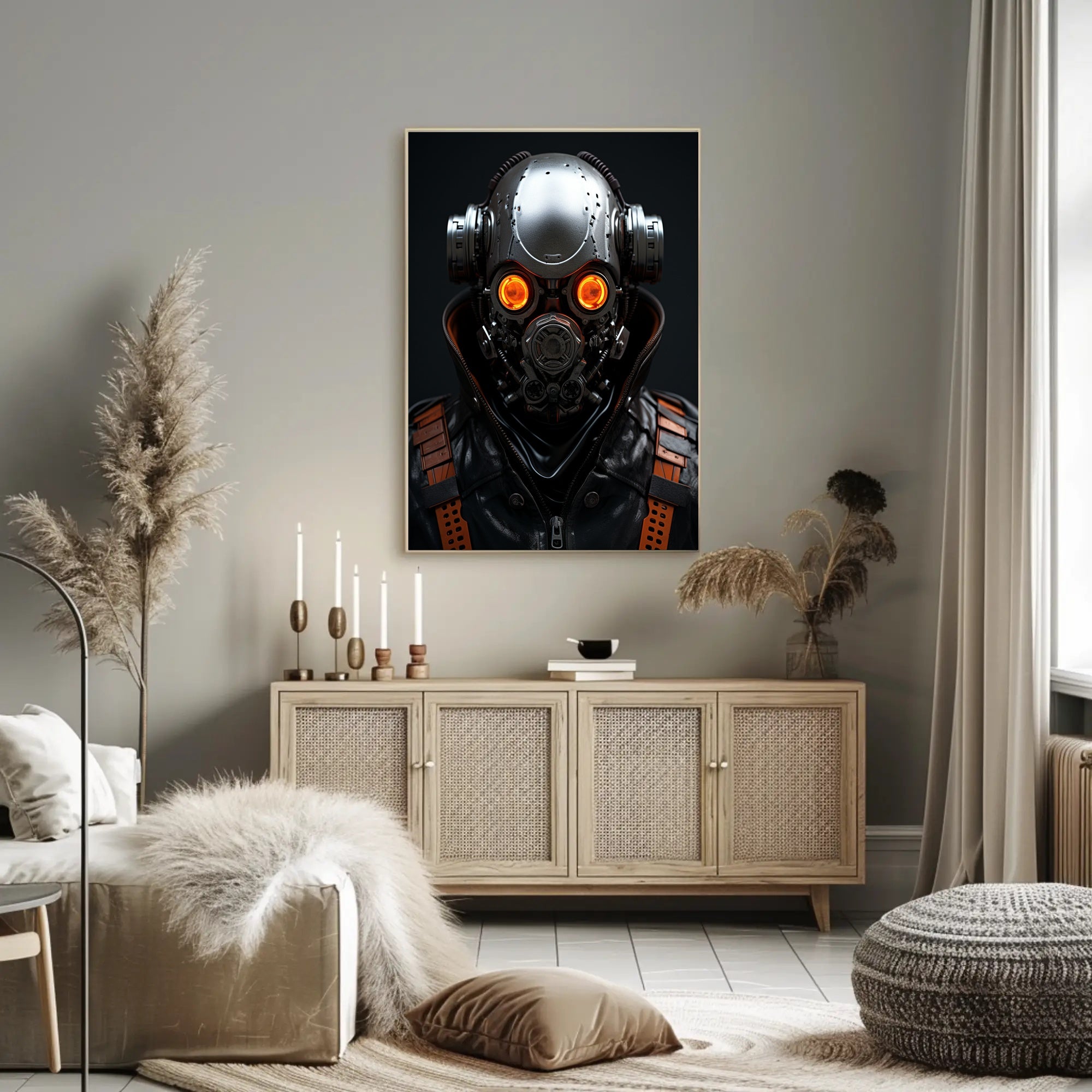 Futuristic Cyborg Portrait Poster PosterGoat