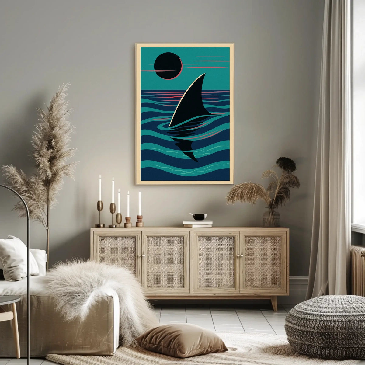 Serene Waters Shark Fin At Dusk Poster