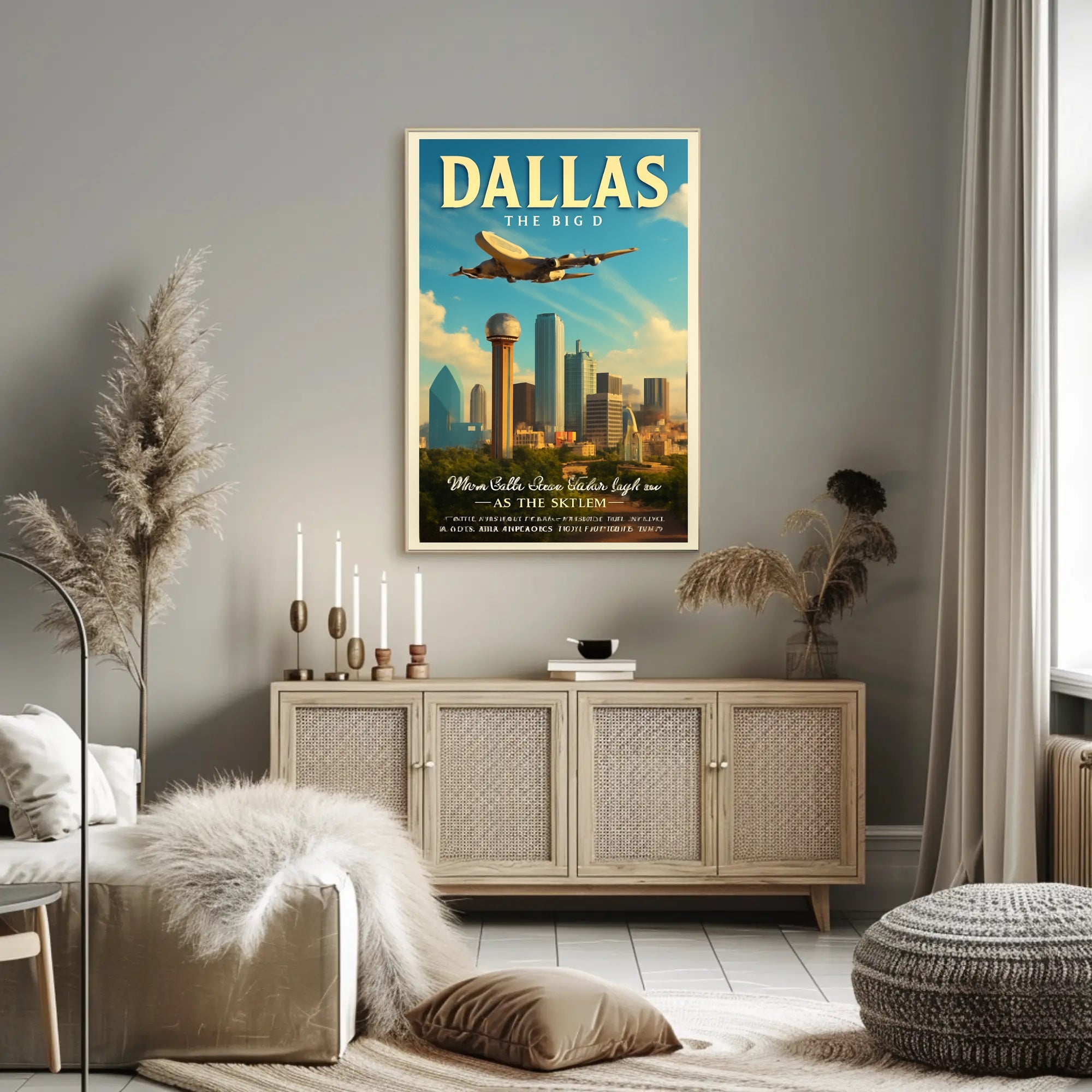 Dallas Travel Poster: Bold Vintage Cityscape Adventure PosterGoat
