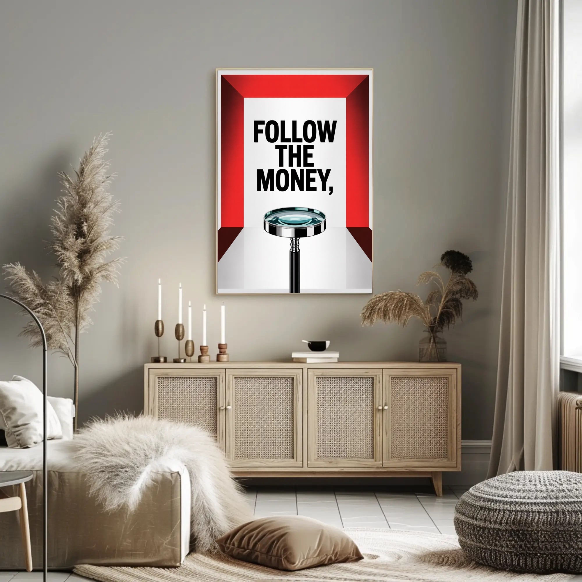 FOLLOW THE MONEY financial investigation motivational or quote poster