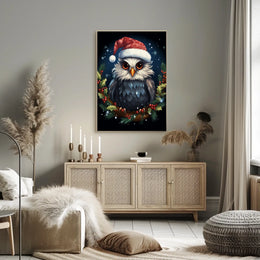 Whimsical Festive Owl Christmas Fantasy or Mythology Poster