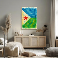 Abstract Landscape With Red Star Poster