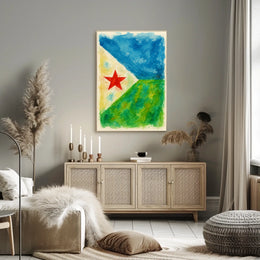 Abstract Landscape With Red Star Poster