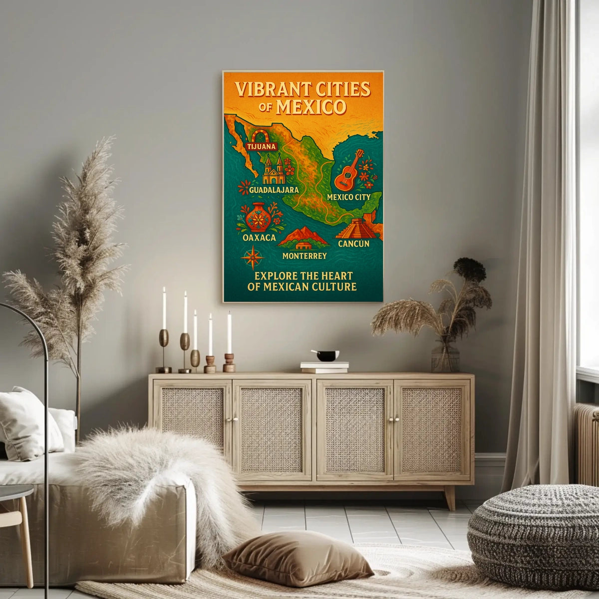 Vibrant Cities of Mexico Poster