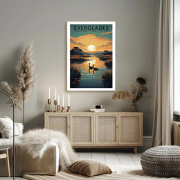 Everglades Sunset Poster Travel Wall Art Print