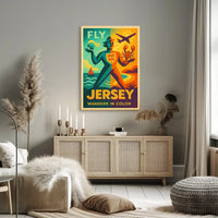 Jersey Adventure Awaits in Vibrant Travel Poster PosterGoat