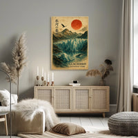 Glacier Bay National Park Vintage Glaciers Red Sun Poster