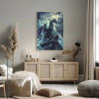 Majestic Dragon Amidst Storm Fantasy or Mythology Poster PosterGoat
