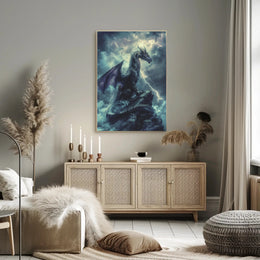 Majestic Dragon Amidst Storm Fantasy or Mythology Poster PosterGoat