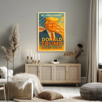 Commanding Presence Donald Trump and the American Banner Poster