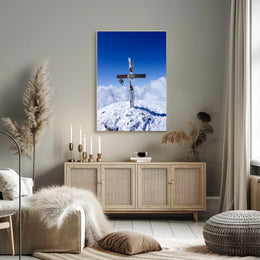 Cross On A Snowy Peak Poster