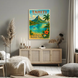 Tahiti Travel Poster – Vintage French Polynesia Wall Art, South Pacific Paradise Decor