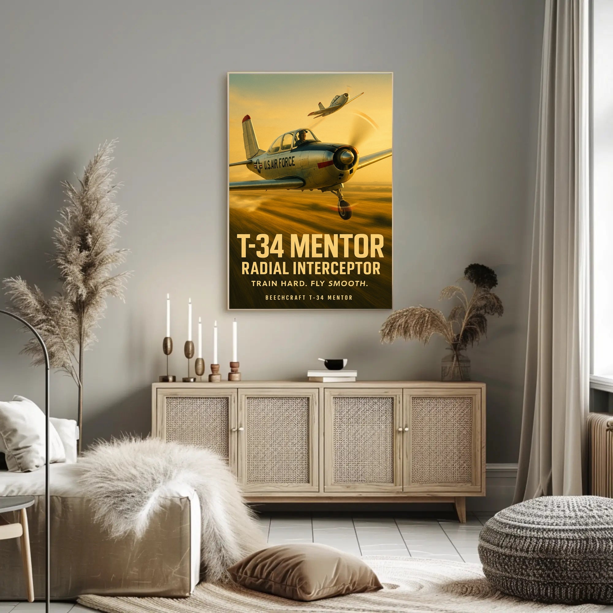 Beechcraft T-34 Mentor Mid-Century Military Poster
