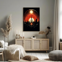 Futuristic Skyline at Sunset Poster
