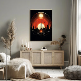 Futuristic Skyline at Sunset Poster