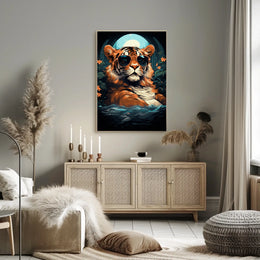 Tiger in Sunglasses Moonlit Jungle Animal Poster