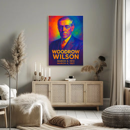 Woodrow Wilson 28th President of the United States Neon Gradient Overlay Poster