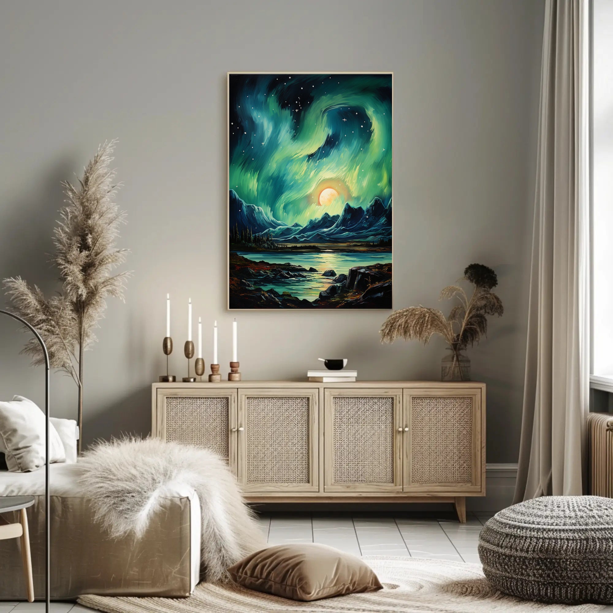 Aurora Over The Mountains Poster