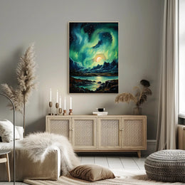 Aurora Over The Mountains Poster