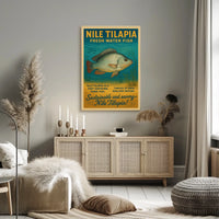Nile Tilapia Vintage Aquatic Poster for Sustainability Enthusiasts
