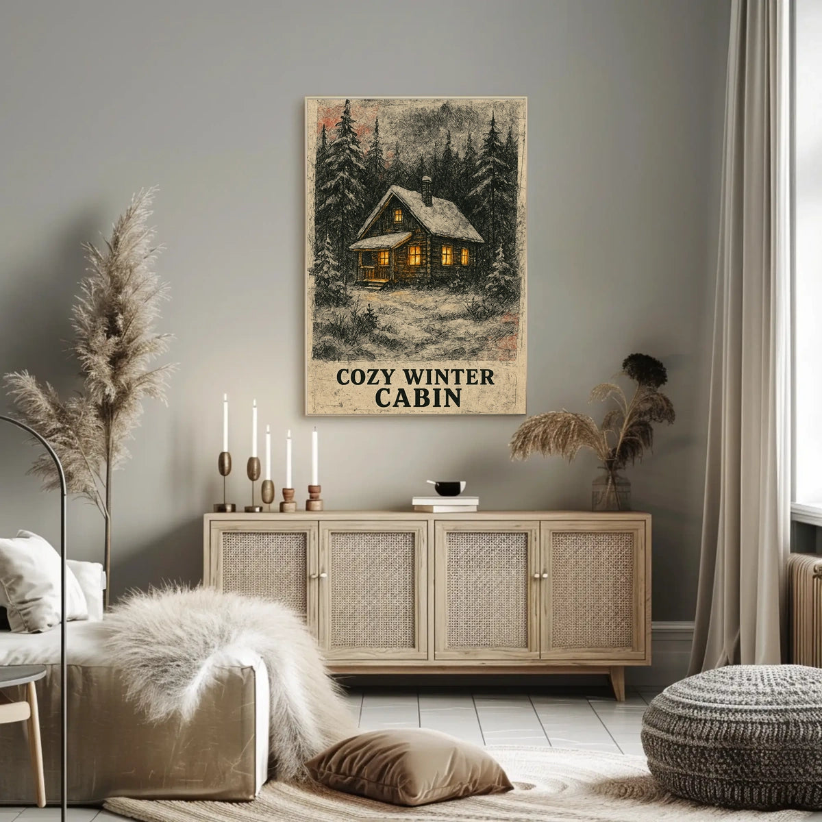 Cozy Winter Cabin Poster