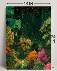 Enchanted Night Forest Fantasy with Stars Poster