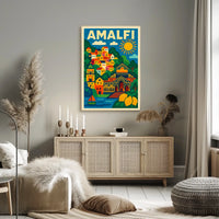 Amalfi Coast Illustration Poster