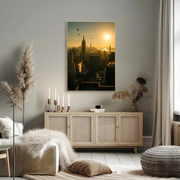 New York City Sunrise Urban Skyline Poster Modern Wall Art