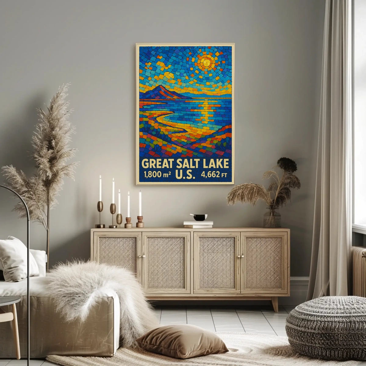 Great Salt Lake Vibrant Mosaic Landscape Poster
