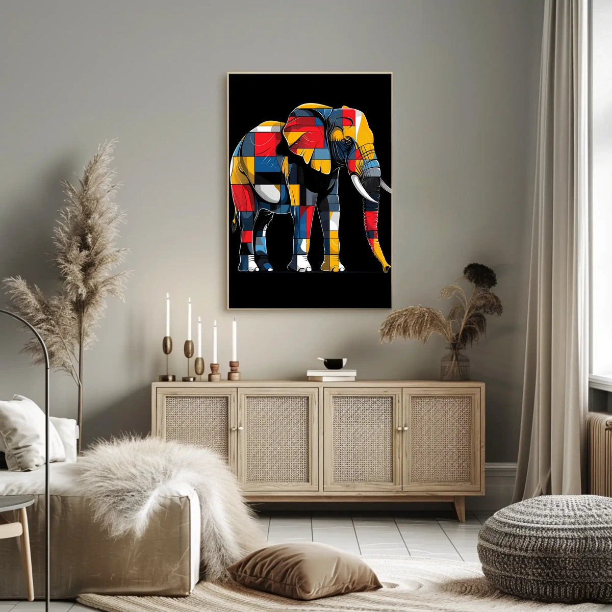 Colorful Elephant Mosaic Poster