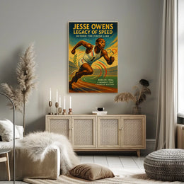 Jesse Owens Triumph 1936 Olympics Vintage Art Poster
