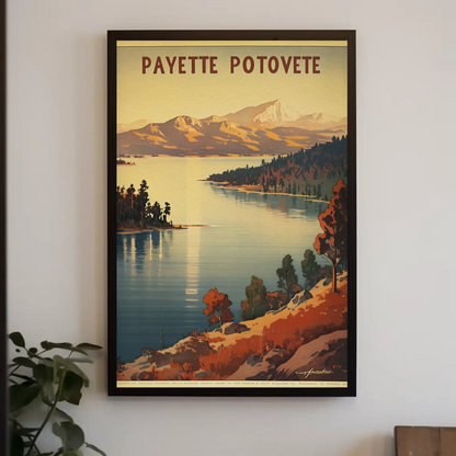 Payette Lake Idaho Scenic Mountain Water Travel Poster