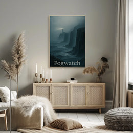 Fogwatch: Coastal Solitude Lighthouse Atmospheric Artistic Poster